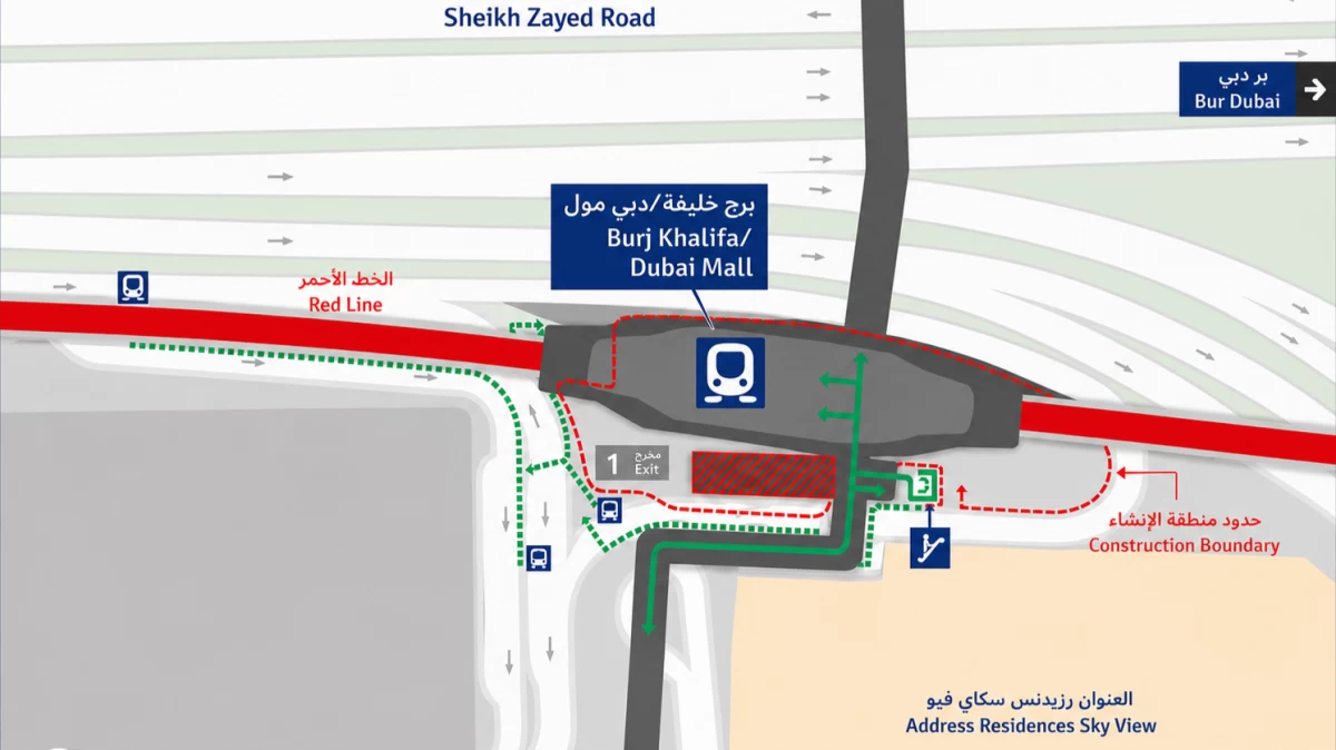 RTA opens temporary staircase at Burj Khalifa/Dubai Mall Metro Station