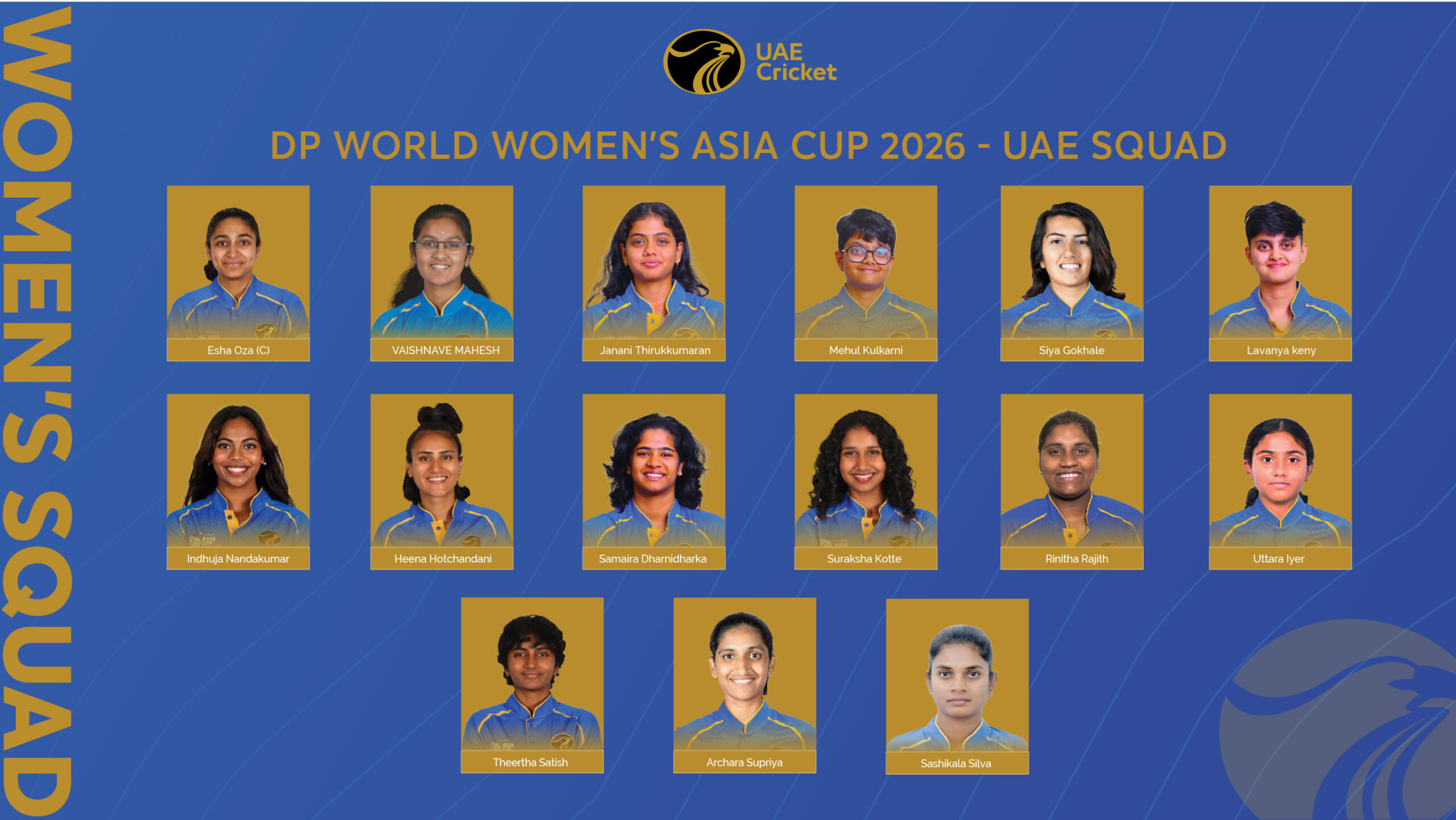 Esha Oza to lead UAE squad in DP World Women’s Asia Cup 2026